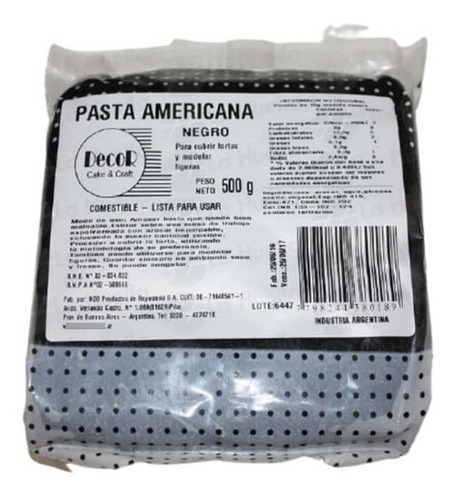 Pasta Americana Para Forrar Negra X500g - Cotillón Waf