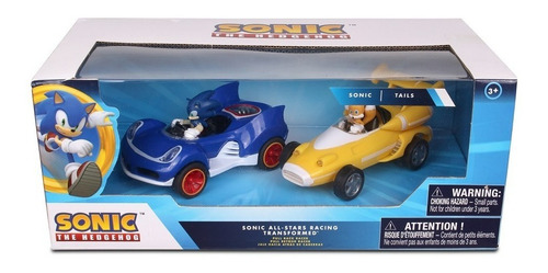 Sonic - Pack X2 Carritos Retractiles De Sonic Y Tails Color Azul Y Amarillo