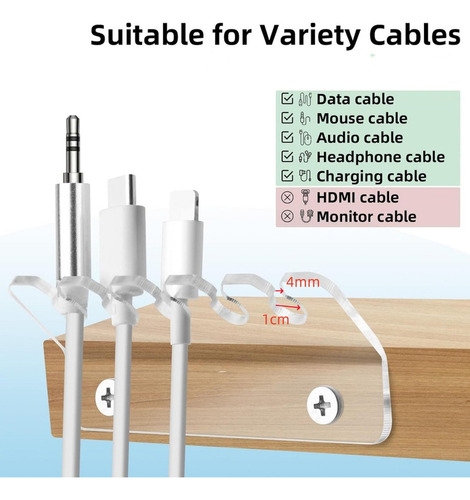 2x Clips Para Cables Organizador De Cables Práctico Claro