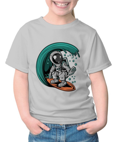 Remeras Remelotas Infantiles Astronauta Haciendo Surf - 0973