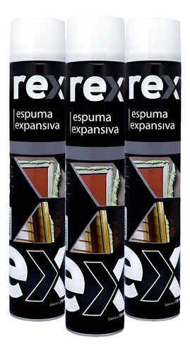 Pack 3 Espuma Expansiva Poliuretano 750 Ml - Rex