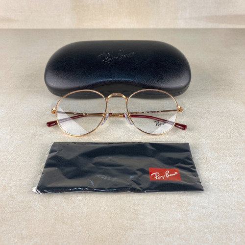Armação De Grau Feminina Ray Ban David Rb3582v 3094 51mm Cor Rose Gold/vinho Brilho