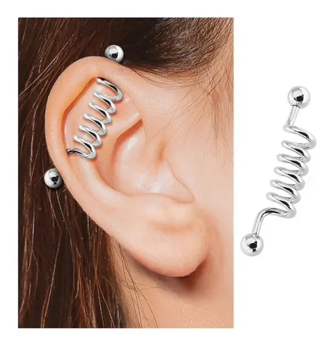 Piercing Industrial Oreja Espiral  Acero Quirúrgico
