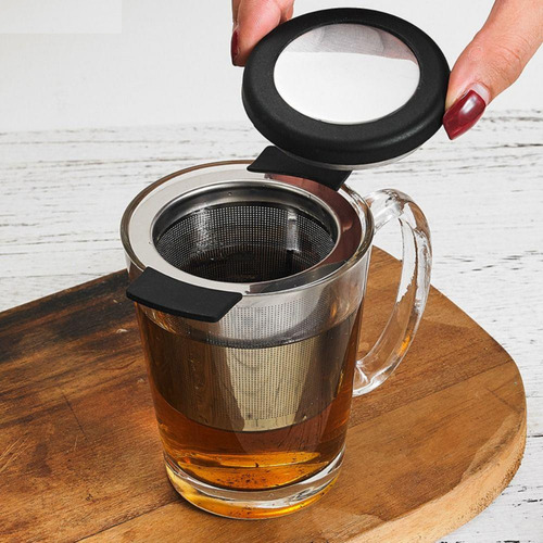 Infusor De Chá Coador Em Aço Inox Com Alça Silicone