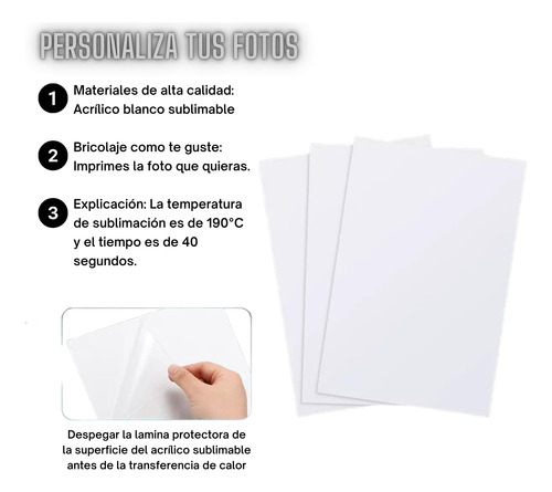 Cuadro 10x15 - Acrílico Blanco Sublimable (10un)