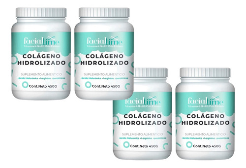 4 Kit De Facial Time Colágeno Hidrolizado Puro De 450gr 