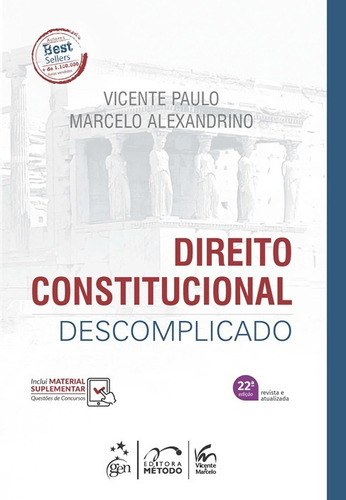 Direito Constitucional Descomplicado - 21ª Edição, De Marcelo Alexandrino (), Vicente Paulo. Editora Método, Capa Mole Em Português, 2023