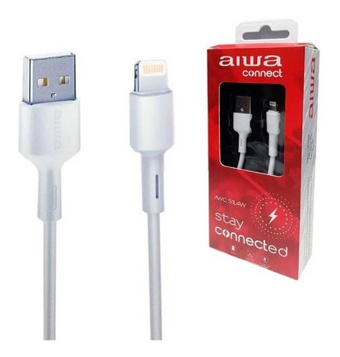 Cable Aiwa Lightning Usb 1.2 Mts Awcs1l4w Compatible Con Ip Color Blanco