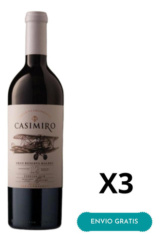 Vino Casimiro Gran Reserva Malbec X3 Envio Gratis  