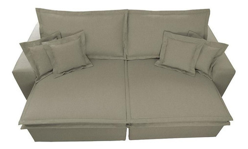 Sofa Retrátil e Reclinável com Molas Cama inBox Premium 2,92m tecido em linho Bege Escuro