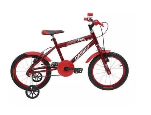 Bicicleta infantil infantil Cairu Racer Kids aro 16 freios v-brakes cor vermelho com rodas de treinamento