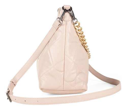 Bolsa Hobo Cloe Para Mujer Acolchado En Forma De Rombos Color Nude