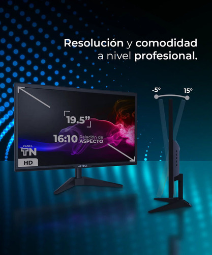 Monitor Acteck Con Pantalla De 19.5 60hz 127v Y Resolución