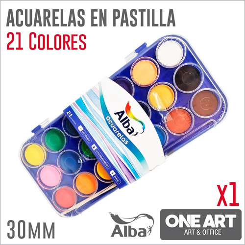 Acuarelas Alba En Pastillas X 21 Colores Pack X1