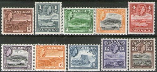 Antigua 10 Sellos Mint Fuerte, Cañones, Astillero Año 1954 