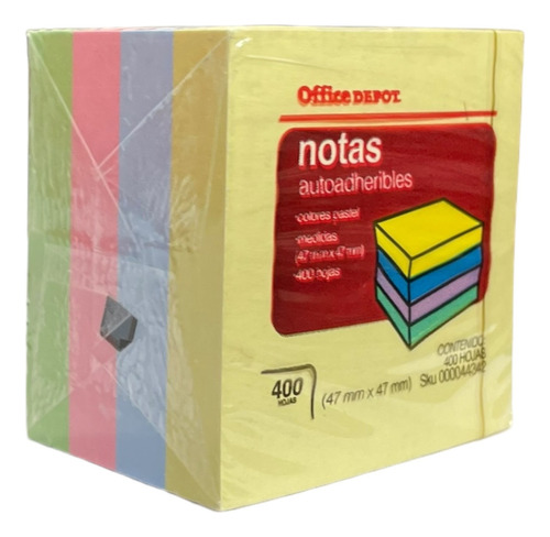 Mini Notas Adhesivas 47x47mm Color Pastel 2x2 Cubo 400 Hojas