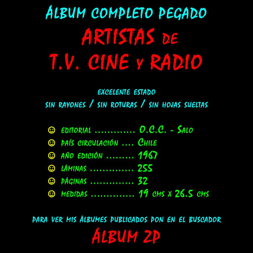 ¬¬ Álbum Ms Artistas T.v Cine Radio Completo Salo Zp 