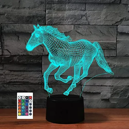 Lámpara Led 3d Caballo Con Control Remoto 16 Colores - Regal