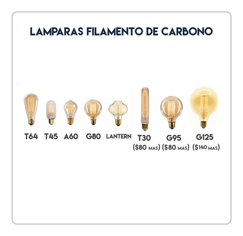 Imagen 2 de 5 de Lampara Filamento Carbono G80 Globo Multifilamento Carbono