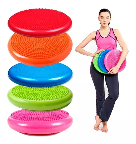 Cojín Hinchable Morado Disco con Bomba Goma para Fitness Yoga