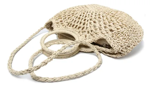 Cartera redonda de yute hotsell