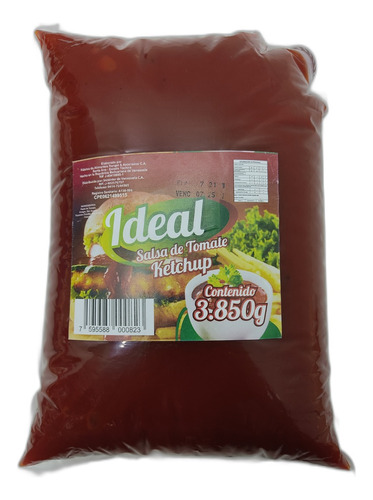 Bulto 4 Aderezo Salsa Tomate Ketchup Ideal 3.85kg 0738 Ml.