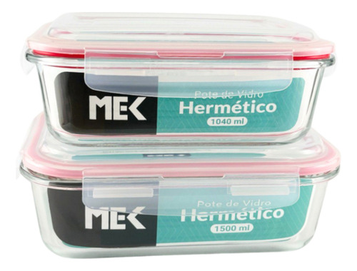 Kit 2 Potes De Vidro Hermético Sem Bpa - 1040 E 1500ml Cor Transparente