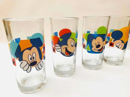 Originales Vasos Mickey Mouse Set De 4 Pzas Cristal