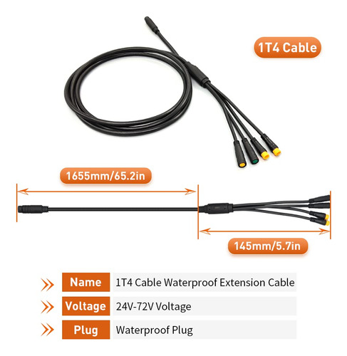 1t4 1t5 Controlador Cable Impermeable Luz Freno Para