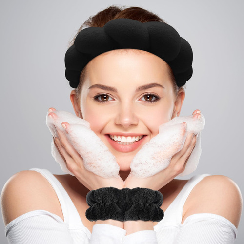 Spa Headband And Wristband Set Zkptops For Women Black