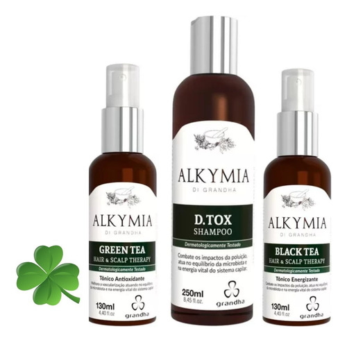  Grandha Alkymia Black Tea/green Tea/d.tox Shampoo Kit Com3