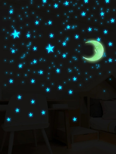 Estrellas Y Luna Fluorescentes Fosforecentes De 103 Piezas