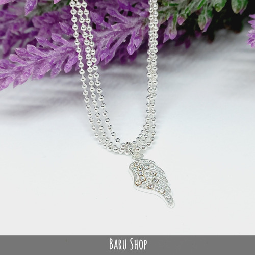 Imagen 4 de 8 de Pulsera Triple Vuelta Acero Blanco Con Dije Ala Con Cubics