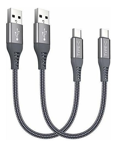 Cable Corto Usb C05ft 2packusb Tipo C Cargador Nylon Trenzad