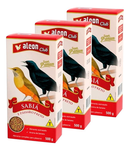 Alcon Club Sabiá E Pássaro Preto 500g Kit C/3 Un