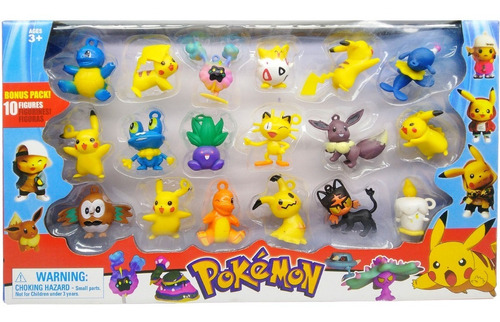 Figuras Pokemon Coleccion Caja X18 Muñecos Pikachu