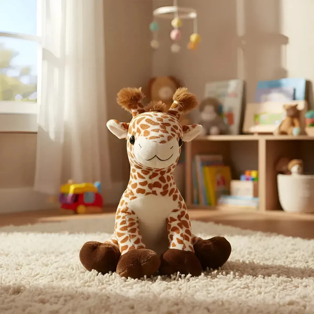 Oso De Peluche Sentado Leon Jirafa Ojos Brillosos Mono Jirafa