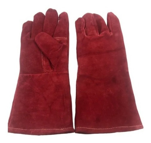 10  Guantes De Carnaza Para Soldar Largo Afelpado Rojos     