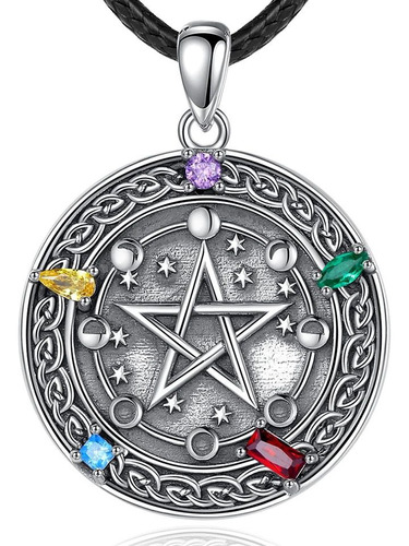 Amuleto Pentagrama Tetragramaton Fases Lunares En Plata 925