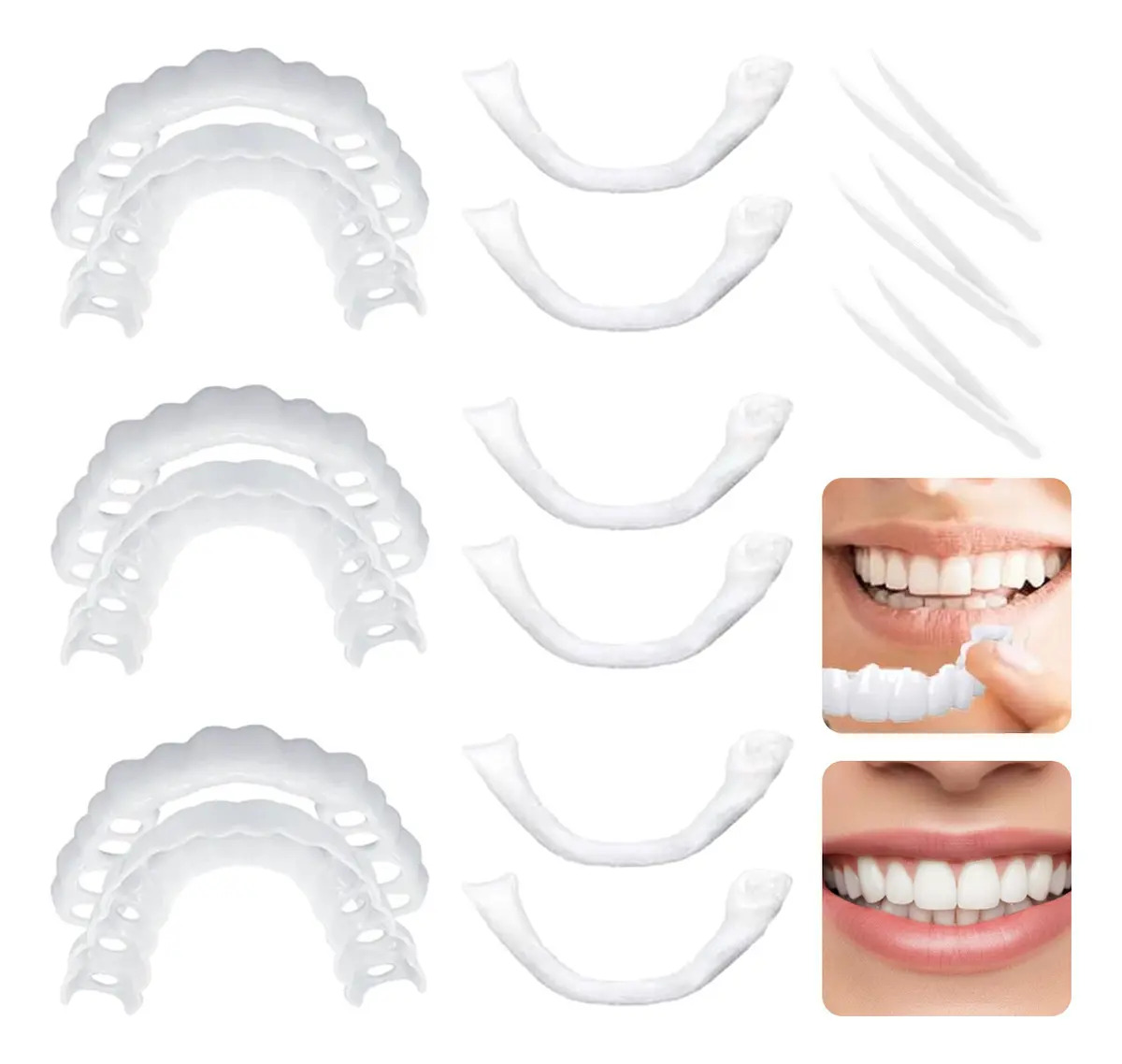 Anebake 3par Dientes Postizos Temporal De Silicona Carillas Dentales