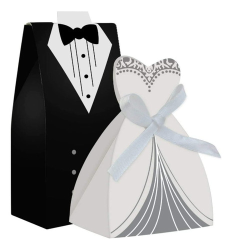 Souvenir Caja Casamiento Traje Vestido Pack X12 Ltf Shop 