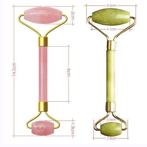 Imagen 9 de 10 de Masajeador Doble Rodillo + Piedra Jade Facial Corporal