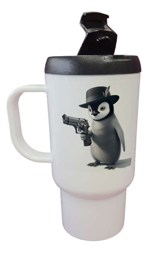 Jarro Termico Pinguino Gangster Mafia Con Una Pistola