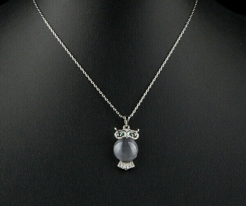 Collar Dije Búho Blanco Para Mujer Con Cristales Austriacos