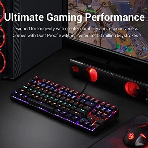 Imagen 8 de 8 de Teclado gamer Redragon Kumara K552 QWERTY Outemu Blue español latinoamérica color negro con luz roja