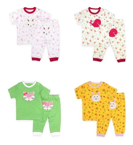 Pijamas Bebe Set 2 Conjuntos Manga Corta Algodon