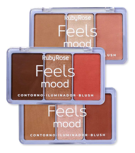 Paleta De Contorno, Iluminador E Blush Ruby Rose Tom da maquiagem 03