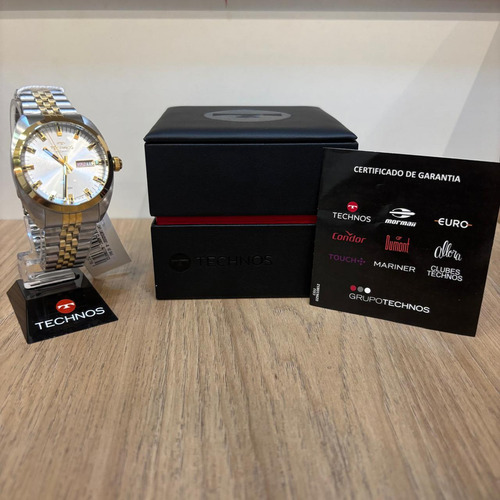 Relógio Technos Masculino Automatico Bicolor - 8205oq/1k Bisel Prata