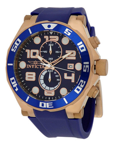 Reloj Para Hombres Invicta Pro Diver 40015 Azul Color de la correa Oro rosa