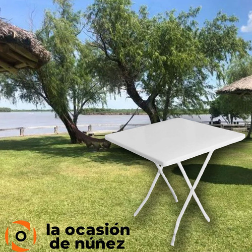 Mesa Plegable Cuadrada 75x75 Hierro Plastico Jardin Camping
